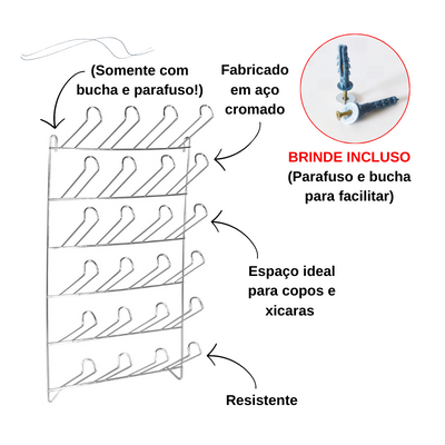 Suporte para Copos De Parede Para 24_Unidades