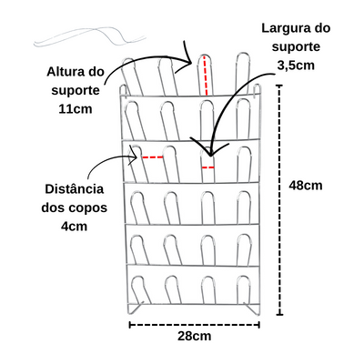 Suporte para Copos De Parede Para 24_Unidades