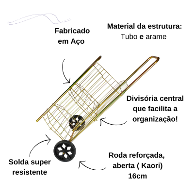Carrinho 4Tubo Zinco Amarelo