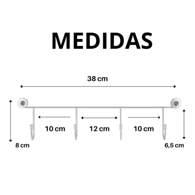 Cabide de Parede 4 Ganchos Multiuso - Cromado
