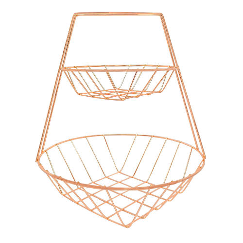 Fruteira de Mesa Dupla Redonda Rosé