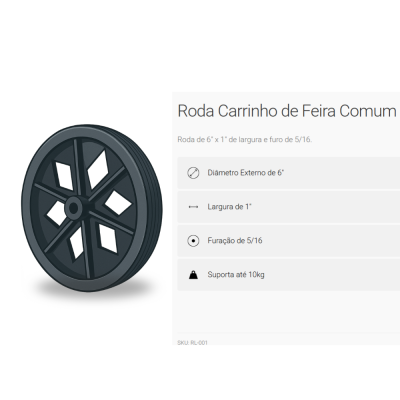 Roda para Carrinho de Feira Aberta Roda para Carrinho de Feira Aberta