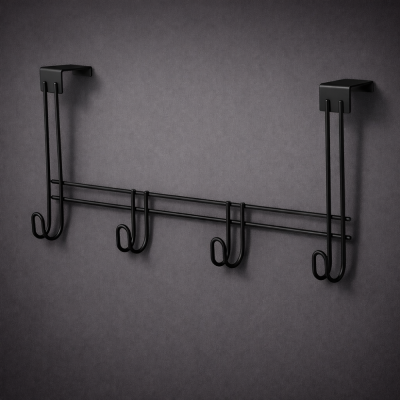 Cabide de Porta 4 ganchos - Epóxi Preto Cabide de Porta 4 ganchos - Epóxi Preto